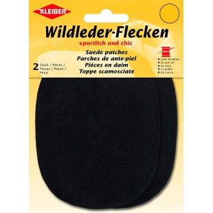 Kleiber 12 x 10 cm Patch Daim Cuir Ovale, 1 Paire, Noir