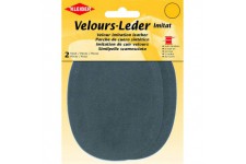 Patch Ovale Velours Simili Cuir, Gris Moyen
