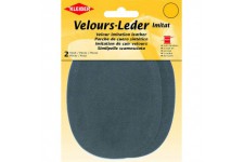 Patch Ovale Velours Simili Cuir, Gris Moyen