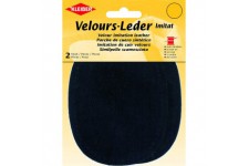 Patch Ovale Velours Simili Cuir, Bleu fonce