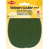 Patch Ovale Velours Simili Cuir, Vert Olive