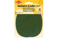 Patch Ovale Velours Simili Cuir, Vert Olive