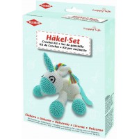 Kleiber + Co.GmbH Hakelset/Einhorn Kit de Crochets/Licorne, Polyester, Bleu/Blanc, 19 x 6 cm