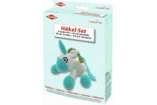 Kleiber + Co.GmbH Hakelset/Einhorn Kit de Crochets/Licorne, Polyester, Bleu/Blanc, 19 x 6 cm