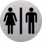 h6271100 - Pictogramme WC Hommes et Femmes en acier inoxydable, diametre 115 mm/adhesif avec pad adhesif