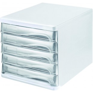 Module de classement a  tiroirs Format A4/C4 5 tiroirs Blanc/transparent