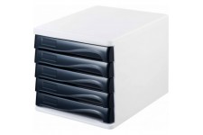 h6129498 - Tiroirs Box Economy, 5 compartiments, inscriptible, blanc/noir
