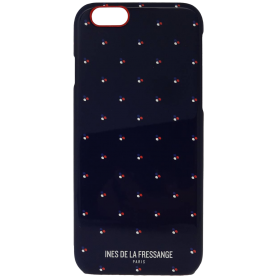 Coque semi-rigide Ines de la Fressange bleue marine à pois pour iPhone 6/6S