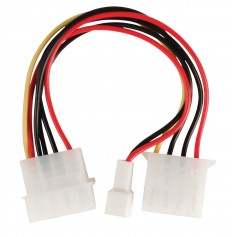 Câble d'alimentation interne Molex Mâle - Molex Femelle + 3-Pin Fan Puissance 0.15 m
