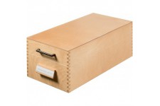 1006, boite a  fiches en bois DIN A6 horiz., pour 1.500 fiches, fond metallique/separateur, bois naturel