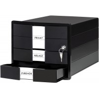 Boite a  tiroirs IMPULS - design moderne de la boite pour les formats de papier A4/C4. Avec 3 tiroirs fermes et serrure, incl. i