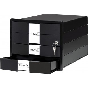 Boite a  tiroirs IMPULS - design moderne de la boite pour les formats de papier A4/C4. Avec 3 tiroirs fermes et serrure, incl. i
