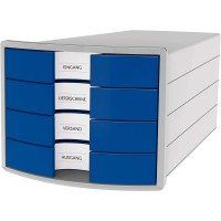 IMPULS Boite de rangement 4 tiroirs fermes Bleu Format A4/C4