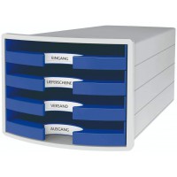 IMPULS Boite de rangement avec 4 tiroirs ouverts Bleu Format A4/C4