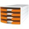 IMPULS Boite de rangement a  4 tiroirs ouverts Blanc/orange