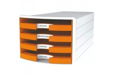 IMPULS Boite de rangement a  4 tiroirs ouverts Blanc/orange