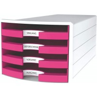 IMPULS 1013-XX Tiroir de rangement empilable avec 4 grands tiroirs ouverts pour format A4/C4/C4/ avec etiquette 280 x 367 x 253 