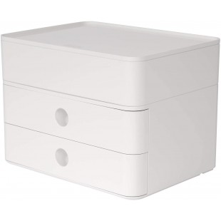 1100-12, SMART-BOX PLUS ALLISON Boite a  tiroirs design avec 2 tiroirs et boite a  ustensiles snow white