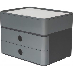 1100-19 SMART-BOX PLUS ALLISON, boite de rangement design avec 2 tiroirs et boite a  ustensiles granite grey