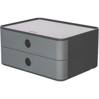 1120-19, SMART-BOX ALLISON Boite de rangement empilable avec 2 tiroirs granite grey