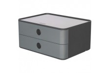 1120-19, SMART-BOX ALLISON Boite de rangement empilable avec 2 tiroirs granite grey