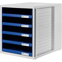 1401-14 Module de rangement en polystyrene 5 tiroirs ouverts pour documents C4 275 x 320 x 330 mm (Gris clair/bleu) (Import Alle