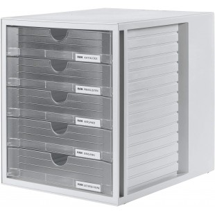 1450 Boite a  tiroirs Systembox, format DIN A4 et plus, 5 tiroirs fermes transluzent-klar