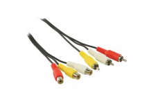 Câble vidéo composite 3x RCA Mâles - 3x RCA Femelle 2.00 m Noir