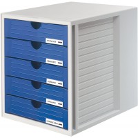 1450-14 Module de rangement 5 tiroirs fermes pour C4, PS 275 x 320 x 330 mm (Gris clair/bleu) (Import Allemagne)