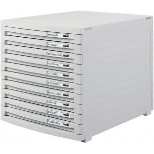 Module a  tiroirs CONTUR - systeme de classement moderne et modulaire, extensible, avec 10 tiroirs fermes pour documents jusqu´a