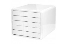Module de classement i-BOX, 5 tiroirs, en ABS, coloris blanc/blanc