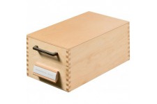 507, boite a  fiches en bois DIN A7 horiz., 900 fiches, fond metallique et separateur metallique, bois naturel
