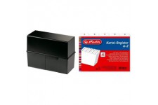 975-13 Bac a  fiches en plastique pour env. 450 fiches A5 228 x 171 x 102 mm (Noir) & Herlitz Intercalaires index alphabetique A