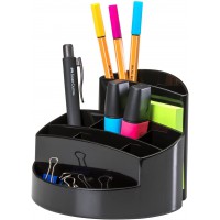 Pot a  crayons RONDO - Pot a  crayons elegant avec 9 compartiments, stable, ultra brillant et de qualite superieure, noir, 17460