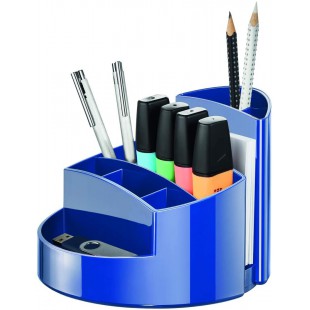 17460-14- Pot a  crayons RONDO- elegant- haute brillance- qualite Premium- avec 9 cases- bleu