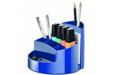 17460-14- Pot a  crayons RONDO- elegant- haute brillance- qualite Premium- avec 9 cases- bleu