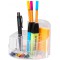 17460-23- Pot a crayons RONDO- elegant- haute brillance- qualite Premium- avec 9 cases- cristal transparent