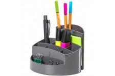 Pot a  crayons RONDO - Pot a  crayons elegant avec 9 compartiments, stable, ultra brillant et de qualite superieure, gris fonce,