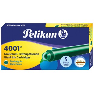 Pelikan 300070, cartouches d'encre 4001, etui avec 5 cartouches GTP, vert fonce