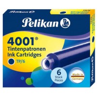 PELIKAN Cartouches d'encre 4001 TP/6 Standard effacable Bleu royal