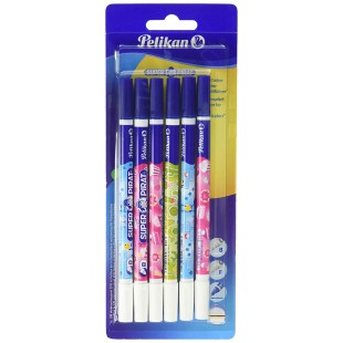 Pelikan Super Pirat Lot de 6 Effaceurs d'encre 5 pointes fines/1 pointe large