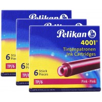 PELIKAN Lot de 3 Etuis de 6 cartouches d'encre 4001 TP/6 Rose