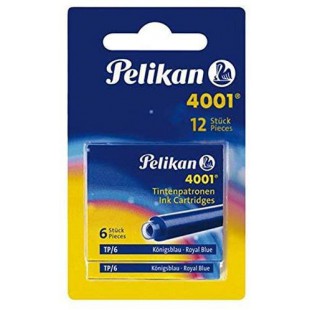 PELIKAN Blister 2 etuis de 6 Cartouches d'encre 4001 Bleu royal