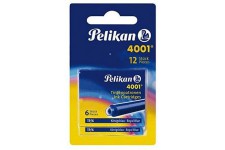 PELIKAN Blister 2 etuis de 6 Cartouches d'encre 4001 Bleu royal