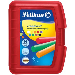 Pelikan 622670 Creaplast Pate a  modeler boite en plastique 9 couleurs 300 g Rouge