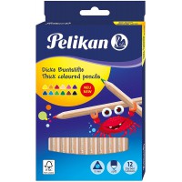 Pelikan crayons de couleurs, 12 pieces, triangulaires, epais