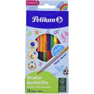 Pelikan crayons de couleurs bicolore, 12 pieces 24 couleurs