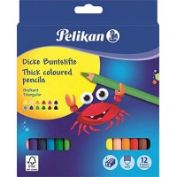 Pelikan crayons de couleurs, 12 pieces, triangulaires, Jumbo, mine 5 mm