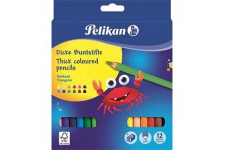 Pelikan crayons de couleurs, 12 pieces, triangulaires, Jumbo, mine 5 mm