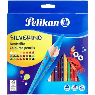 Pelikan crayons de couleurs SILVERINO, 24 pieces, triangulaires, fins
